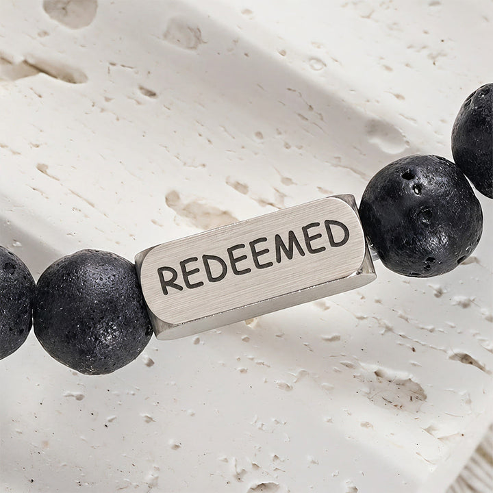 SolaceBeads Lava Stone Bracelet: Faith‑Centered REDEEMED Faith Reminder - image 3