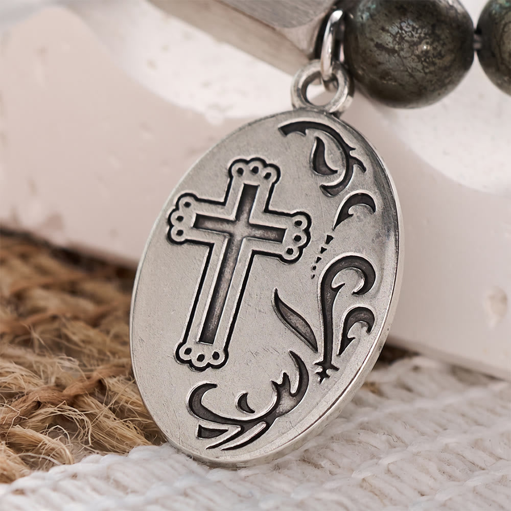 Solacebeads Pyrite Bracelet With Archangel Medal: Fearless In Spiritual Fortitude Amid Challenges - image 5