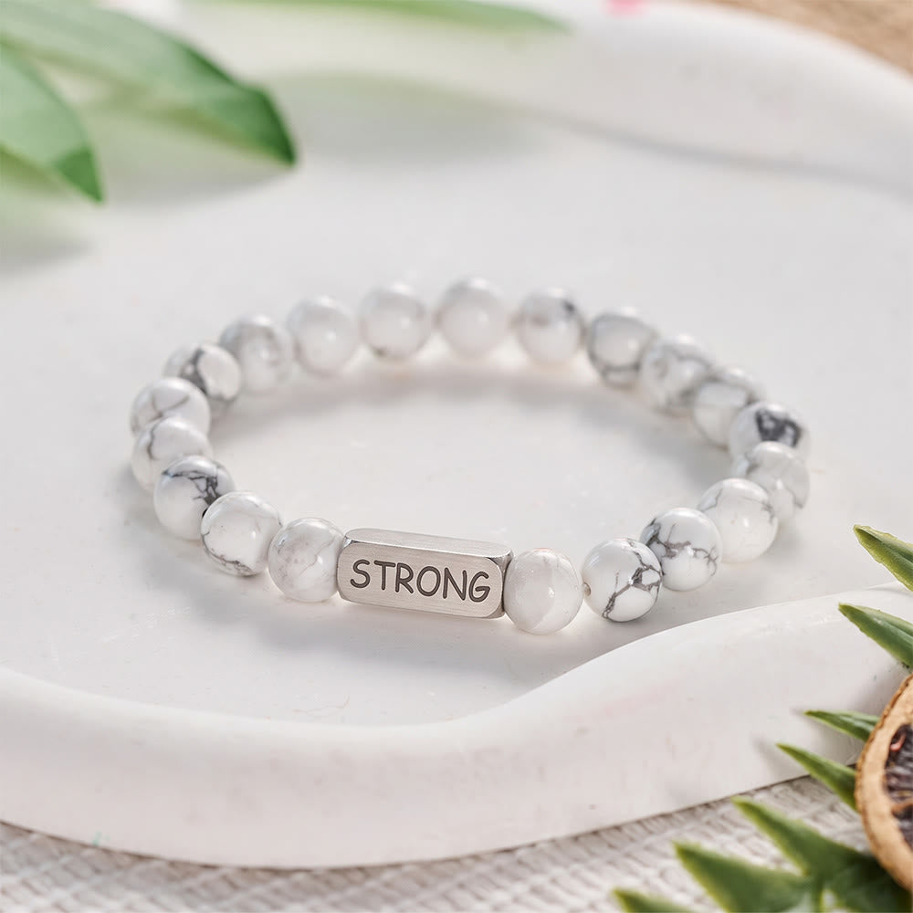 SolaceBeads White Turquoise Bracelet: Faith‑inspired STRONG Engraved Daily Reminder - image 2
