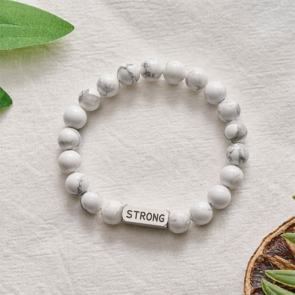 SolaceBeads White Turquoise Bracelet: Faith‑inspired STRONG Engraved Daily Reminder - image 5