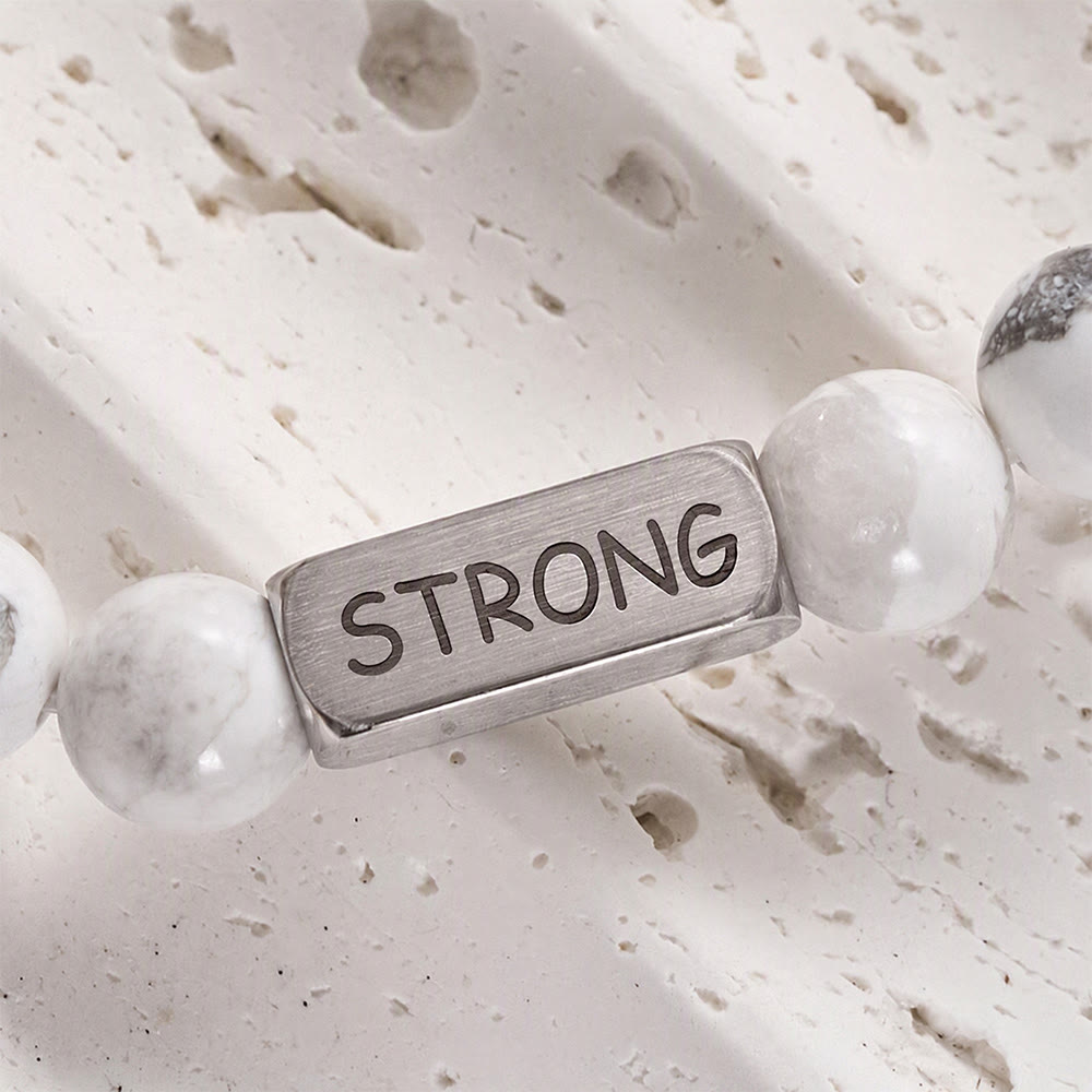 SolaceBeads White Turquoise Bracelet: Faith‑inspired STRONG Engraved Daily Reminder - image 3