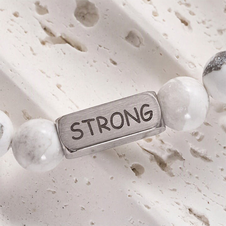 SolaceBeads White Turquoise Bracelet: Faith‑inspired STRONG Engraved Daily Reminder - image 3