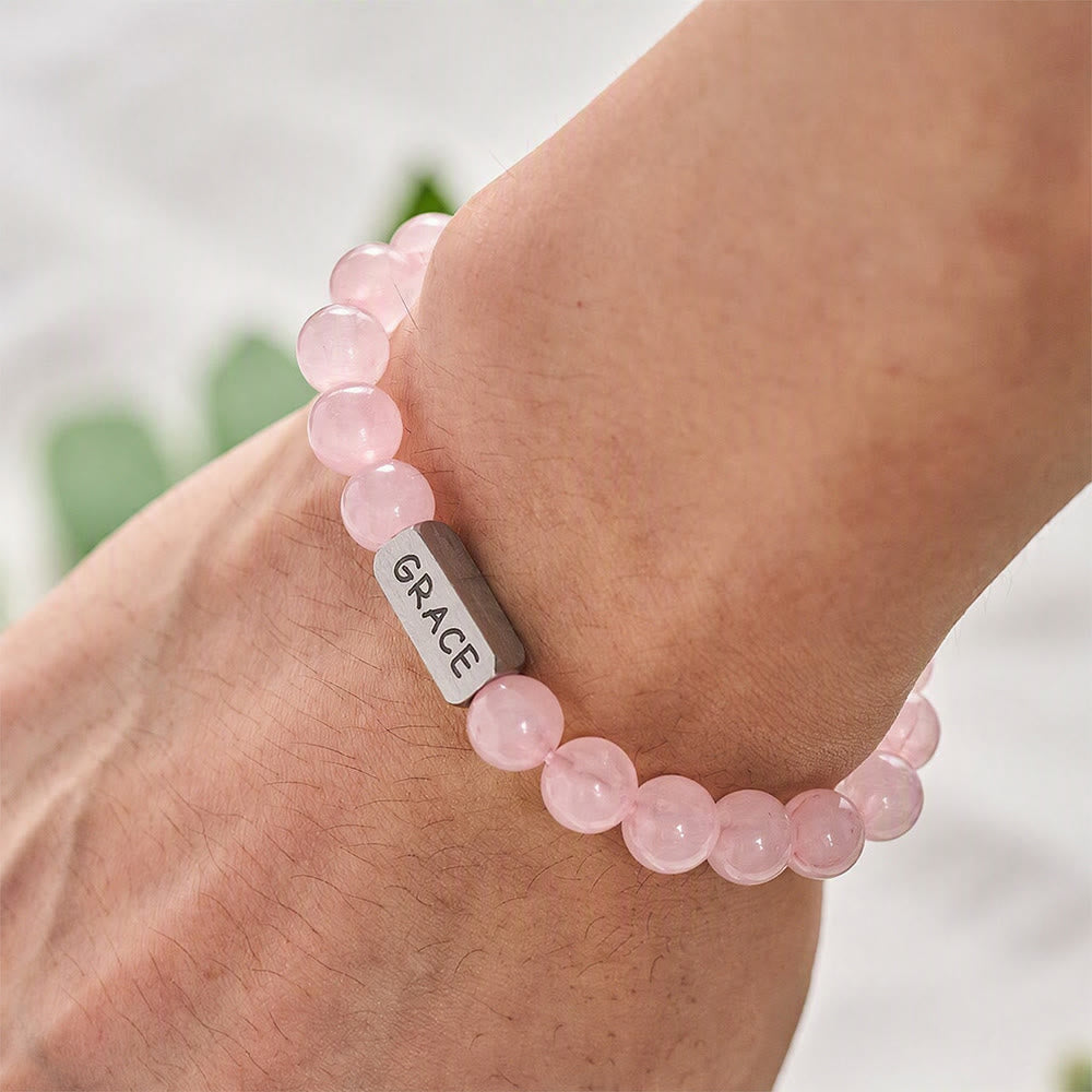 SolaceBeads Rose Quartz Bracelet: Grace‑Inspired Engraved Daily Faith Reminder - image 1