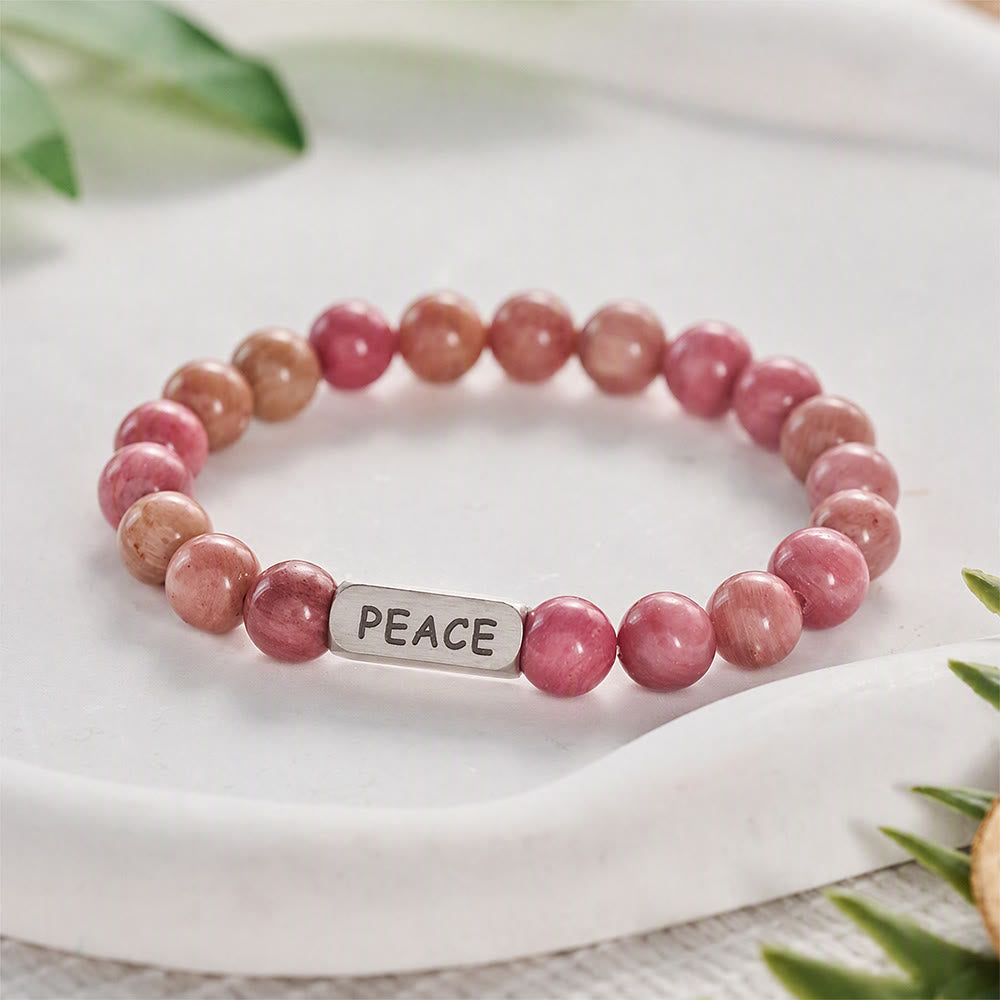 SolaceBeads Rhodonite Bracelet: Grace‑Filled PEACE Engraved Faith Bracelet - image 2