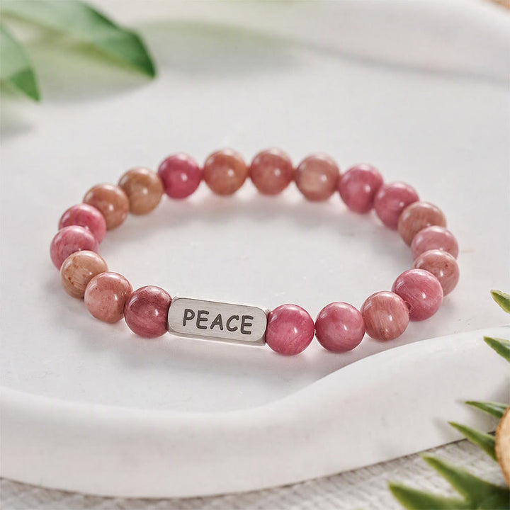 SolaceBeads Rhodonite Bracelet: Grace‑Filled PEACE Engraved Faith Bracelet - image 2