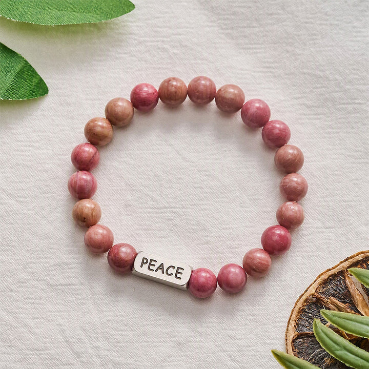 SolaceBeads Rhodonite Bracelet: Grace‑Filled PEACE Engraved Faith Bracelet - image 5