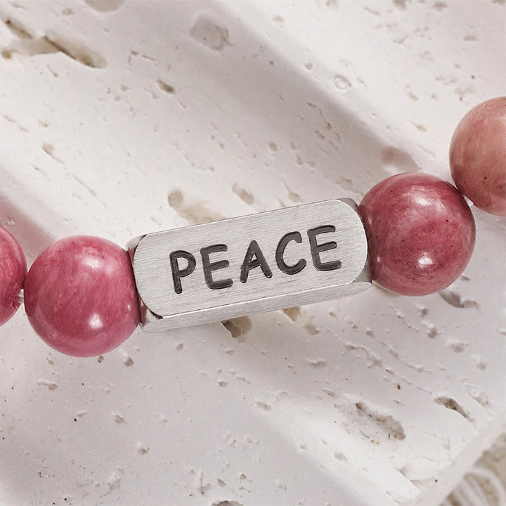 SolaceBeads Rhodonite Bracelet: Grace‑Filled PEACE Engraved Faith Bracelet - image 3