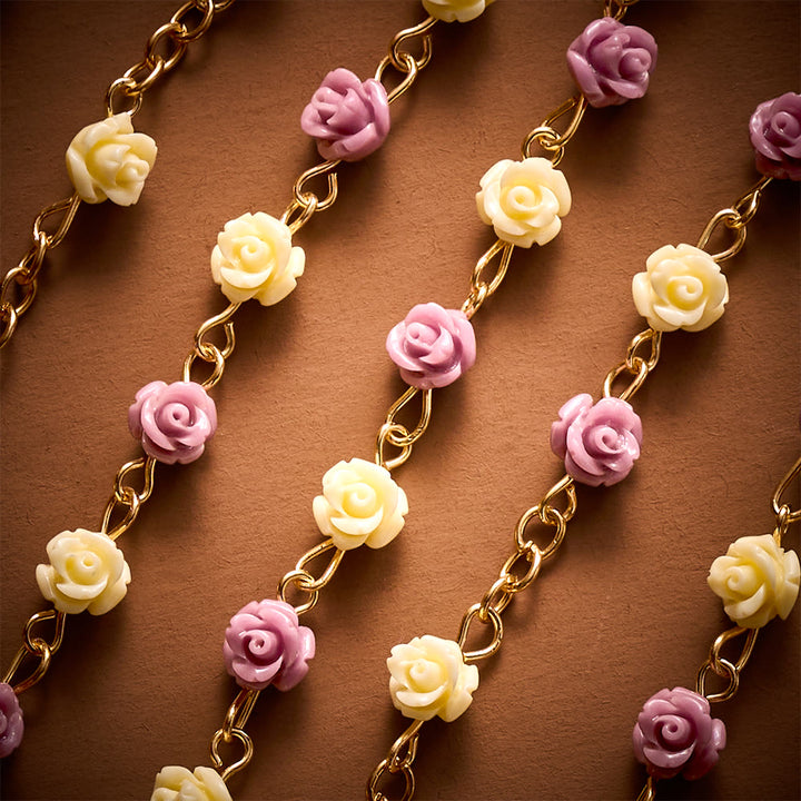 SolaceBeads Purple &amp; Beige Floral Rose Artistic Rosary: Devotion In Guadalupe Floral Grace - image 1