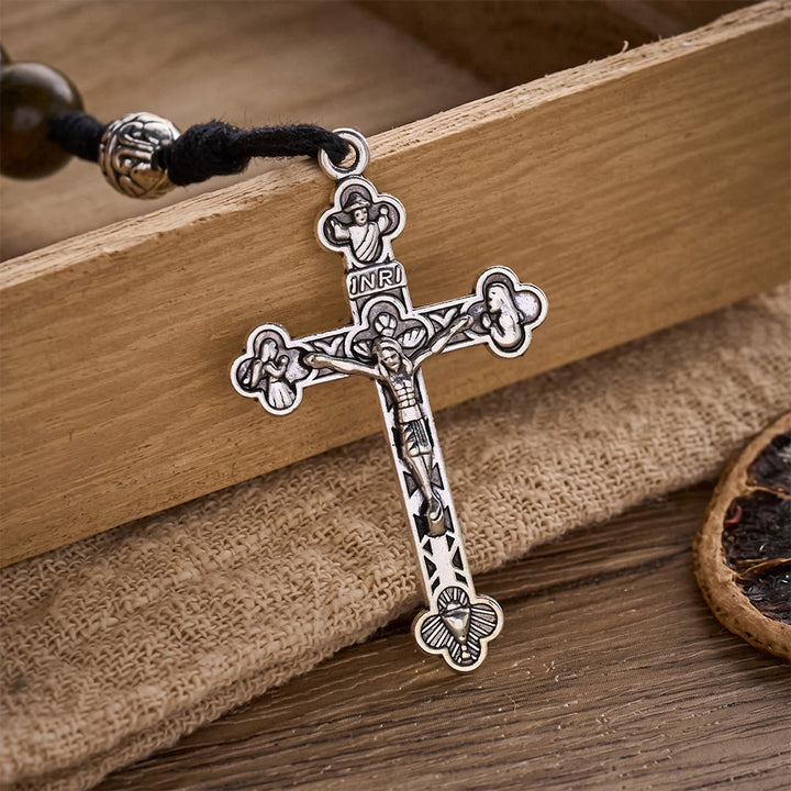Solacebeads Green Sandalwood Bead Rosary &amp; Our Lady of Grace Medal: Devotion In Natural Wood Grain - image 3