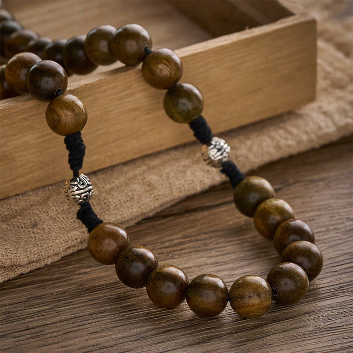 Solacebeads Green Sandalwood Bead Rosary &amp; Our Lady of Grace Medal: Devotion In Natural Wood Grain - image 1