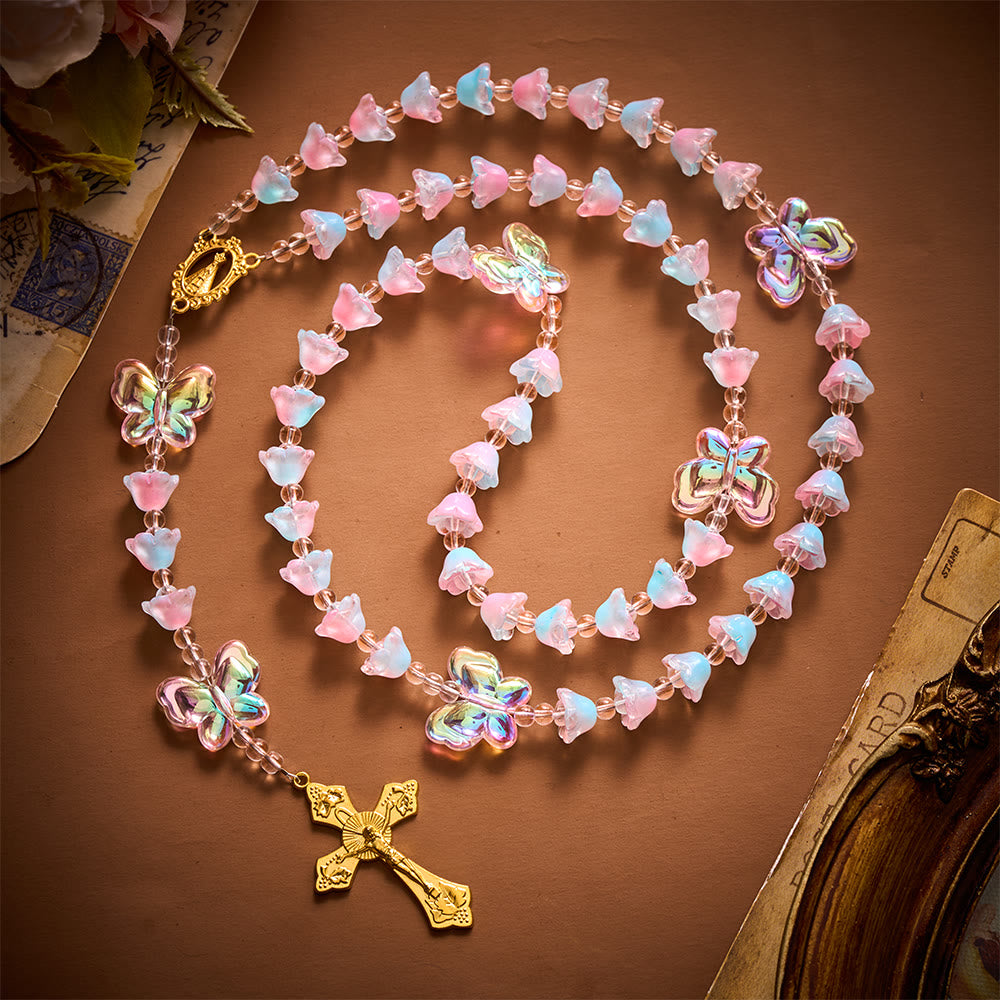 SolaceBeads Artistic Lily‑Of‑Valley Rosary: Grace For Your Daily Prayer Time - Powder Blue - image 0