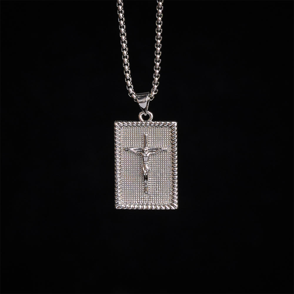 Solacebeads Square Plate Crucifix Pendant Necklace: Faith In Textured Metal Craft - image 5