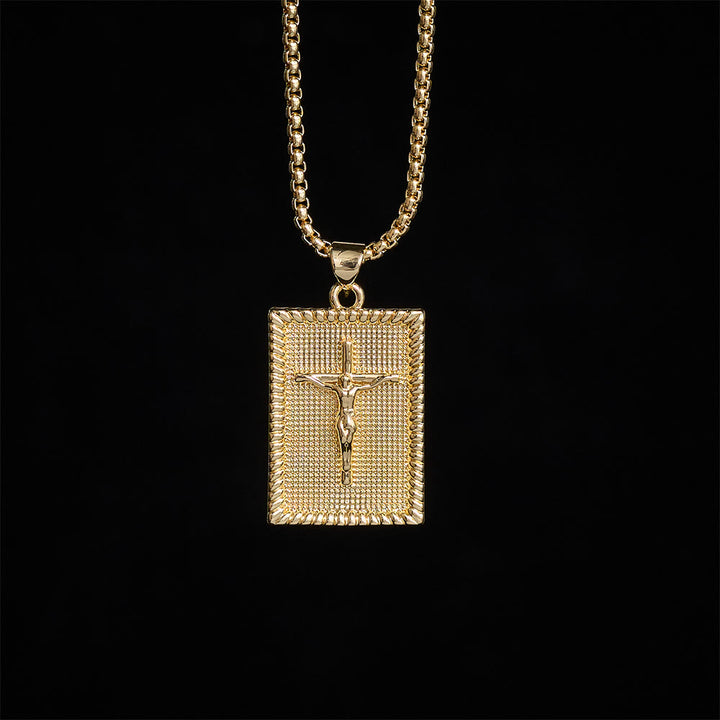 Solacebeads Square Plate Crucifix Pendant Necklace: Faith In Textured Metal Craft - image 4