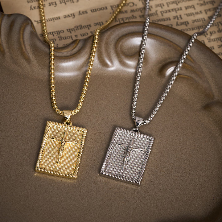 Solacebeads Square Plate Crucifix Pendant Necklace: Faith In Textured Metal Craft - image 12
