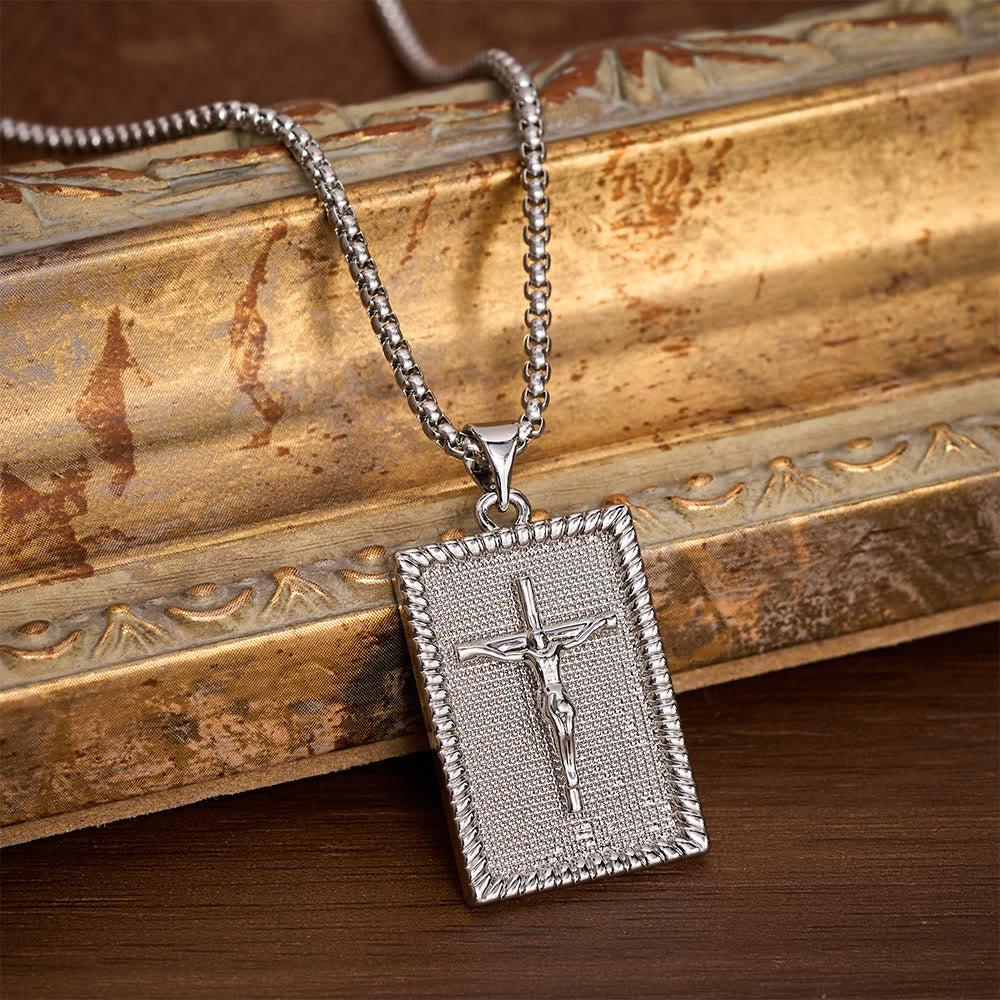Solacebeads Square Plate Crucifix Pendant Necklace: Faith In Textured Metal Craft - image 6