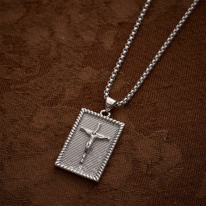 Solacebeads Square Plate Crucifix Pendant Necklace: Faith In Textured Metal Craft - image 10