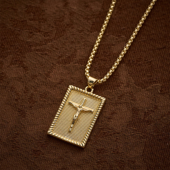 Solacebeads Square Plate Crucifix Pendant Necklace: Faith In Textured Metal Craft - image 9