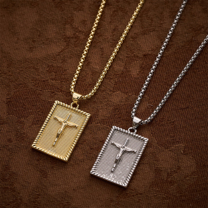 Solacebeads Square Plate Crucifix Pendant Necklace: Faith In Textured Metal Craft - image 11