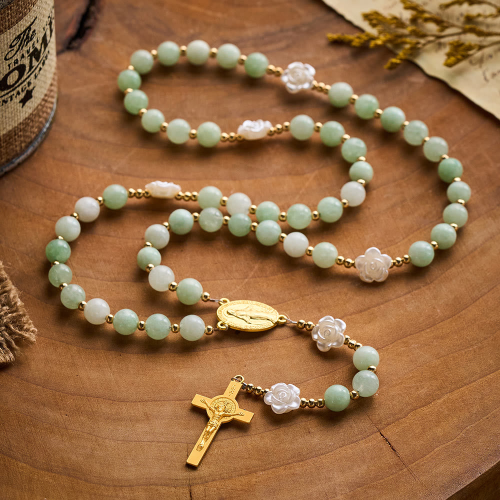 Solacebeads Verdant Grace Green Jade Rosary With Gold Accents &amp; Crucifix: Rooted In Timeless Calm - image 3