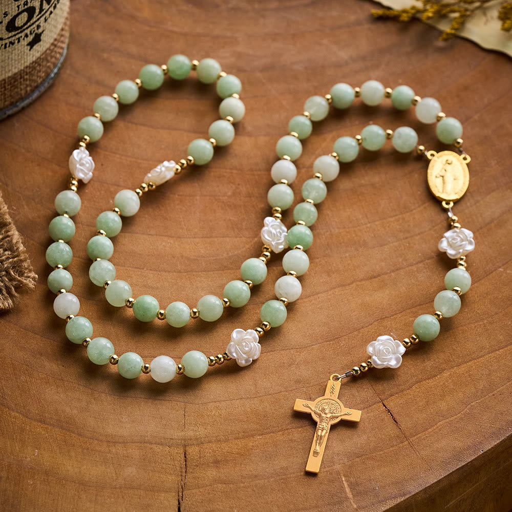 Solacebeads Verdant Grace Green Jade Rosary With Gold Accents &amp; Crucifix: Rooted In Timeless Calm - image 4
