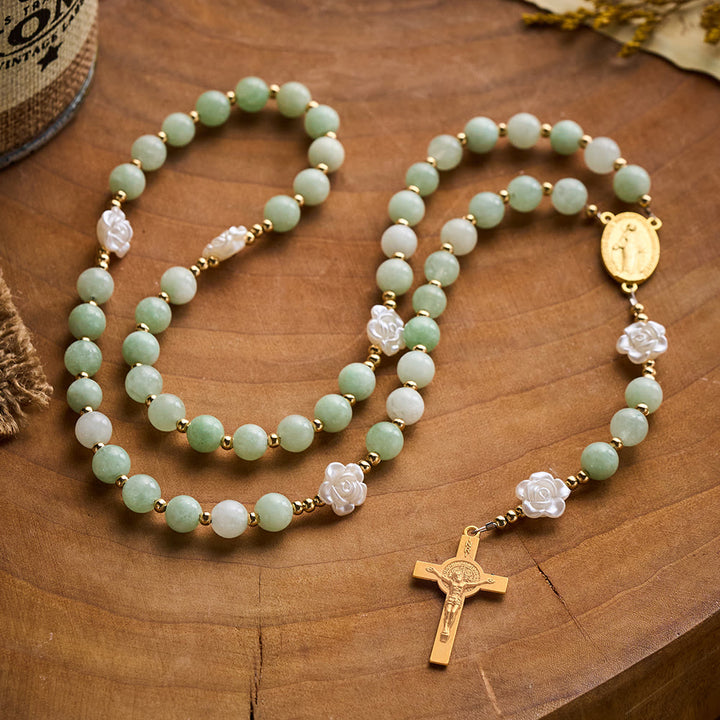 Solacebeads Verdant Grace Green Jade Rosary With Gold Accents &amp; Crucifix: Rooted In Timeless Calm - image 4