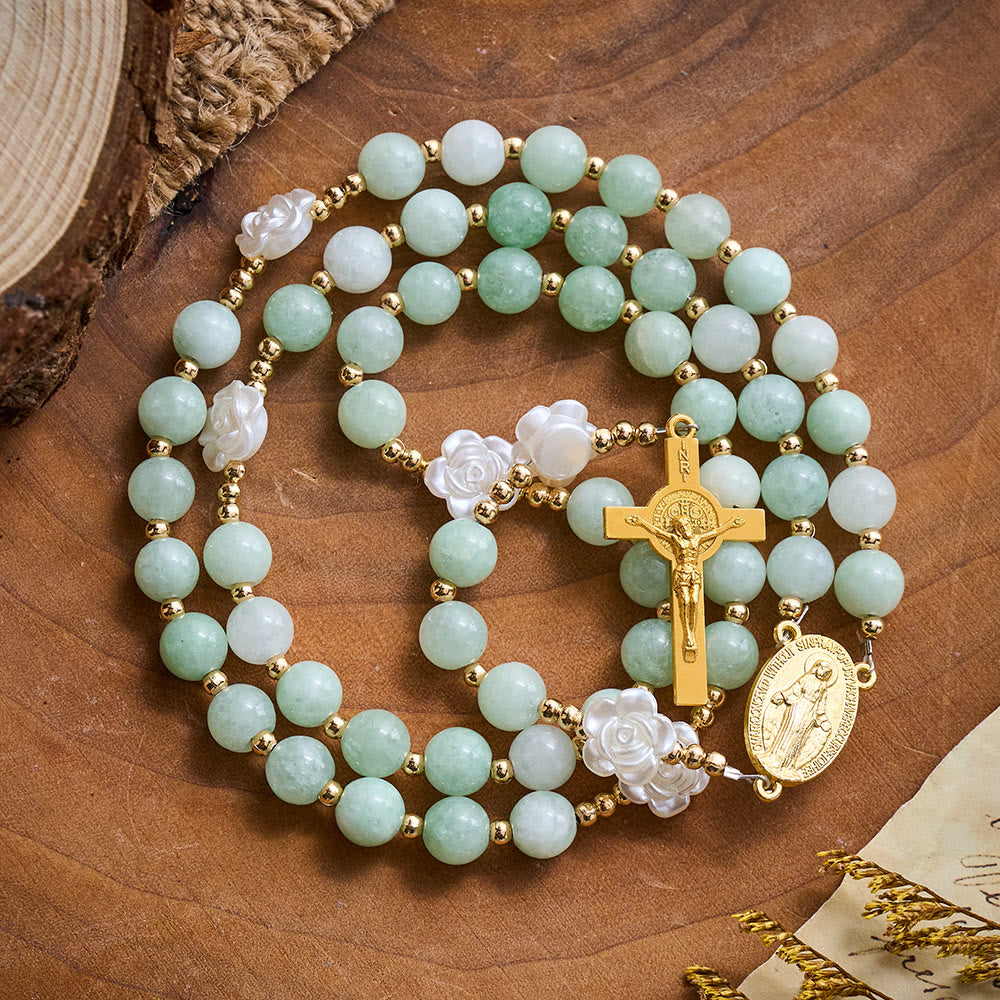 Solacebeads Verdant Grace Green Jade Rosary With Gold Accents &amp; Crucifix: Rooted In Timeless Calm - image 5