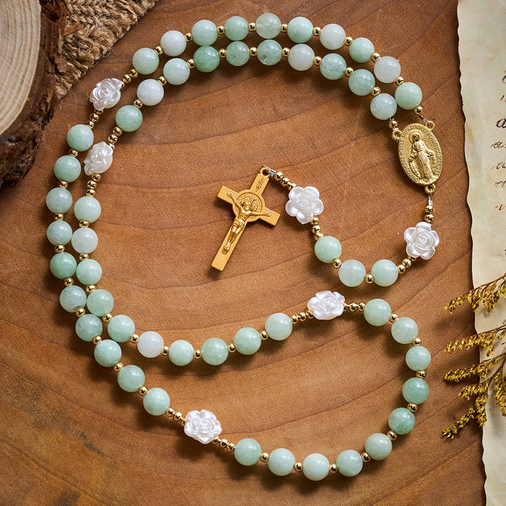 Solacebeads Verdant Grace Green Jade Rosary With Gold Accents &amp; Crucifix: Rooted In Timeless Calm - image 6