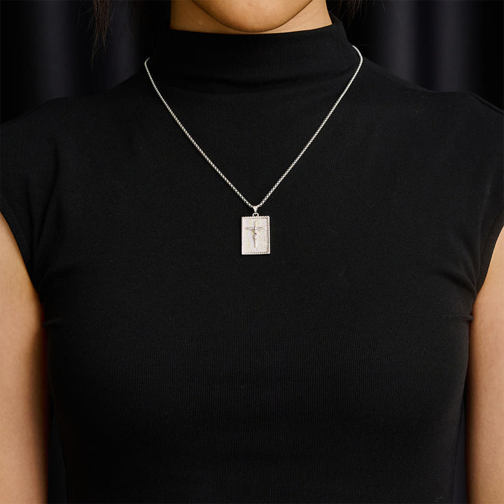 Solacebeads Square Plate Crucifix Pendant Necklace: Faith In Textured Metal Craft - image 3