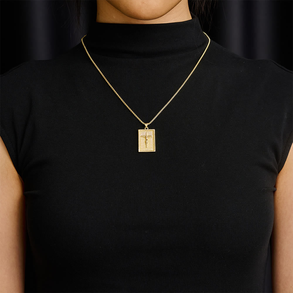 Solacebeads Square Plate Crucifix Pendant Necklace: Faith In Textured Metal Craft - image 2