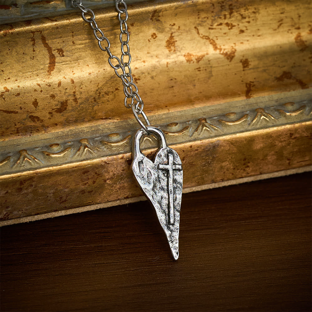 SolaceBeads Heart‑Cross Necklace & Pendant: Hold Faith in Your Daily Devotion - Silver - image 0