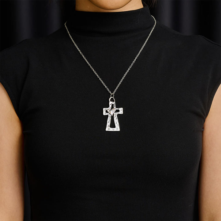 SolaceBeads Open Cross‑Heart Necklace &amp; Pendant: Keep Faith In Daily Prayer - image 1