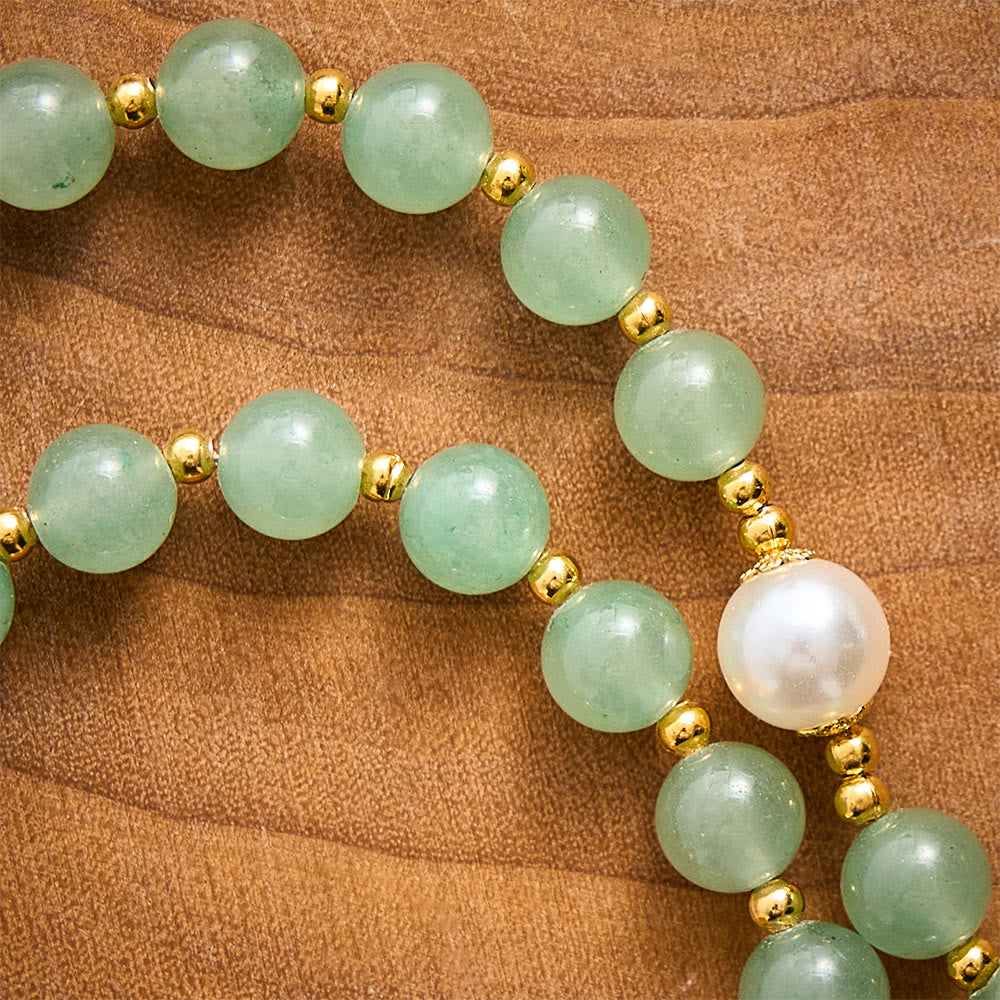 SolaceBeads Green Aventurine &amp; Pearl Rosary With Miraculous Medal &amp; Crucifix: Autumn Faith Devotion - image 1