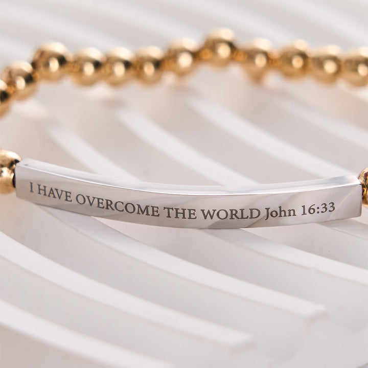 Solacebeads Metal Bead Engraving Bracelet With Scripture Bar: Brave Protection For Faith To School - image 3