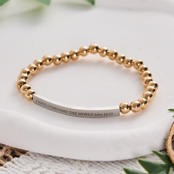Solacebeads Metal Bead Engraving Bracelet With Scripture Bar: Brave Protection For Faith To School - image 5