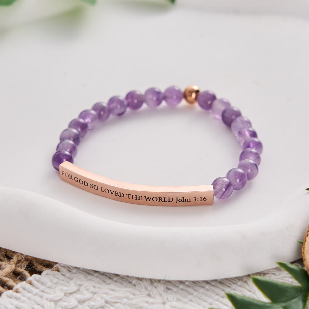 SolaceBeads Amethyst Faith Bracelet, Engraved "FOR GOD SO LOVED THE WORLD": Grace for Daily Life - image 4