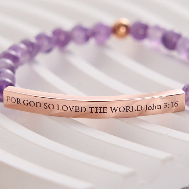 SolaceBeads Amethyst Faith Bracelet, Engraved "FOR GOD SO LOVED THE WORLD": Grace for Daily Life - image 3