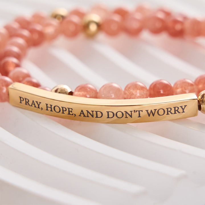 SolaceBeads Sunstone Faith Engraved Rosary Bracelet: PRAY, HOPE, AND DON&