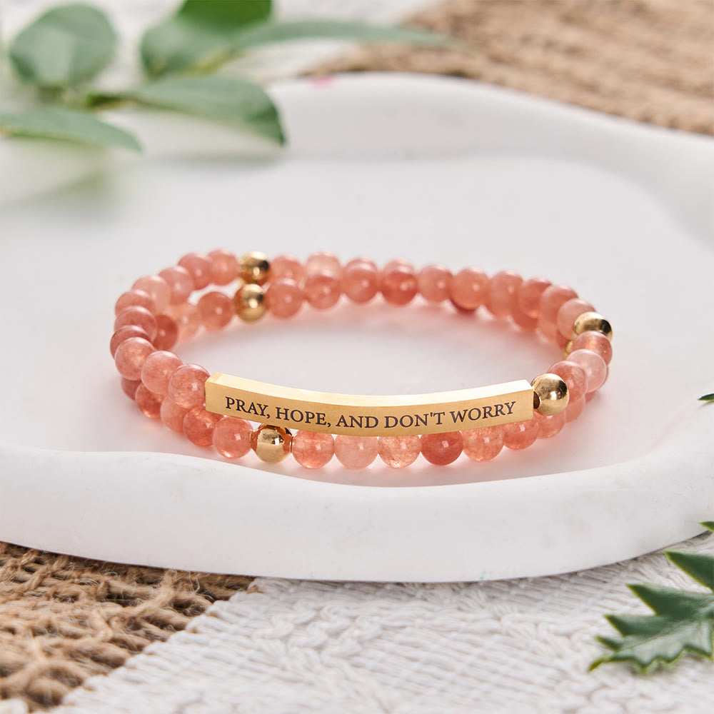 SolaceBeads Sunstone Faith Engraved Rosary Bracelet: PRAY, HOPE, AND DON&
