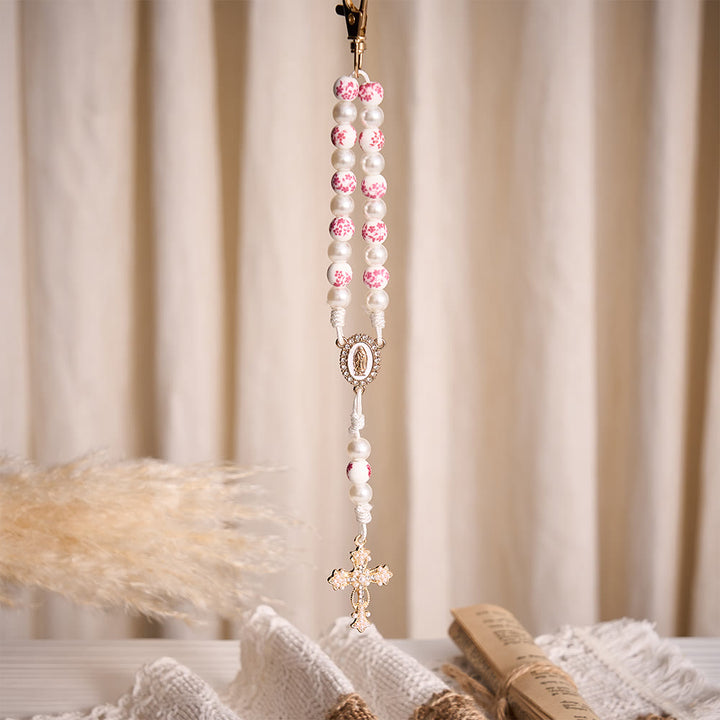 SolaceBeads Ceramic‑Flower Key Chain With Cross: Guadalupe Gentle Devotion In Daily Carry - image 4