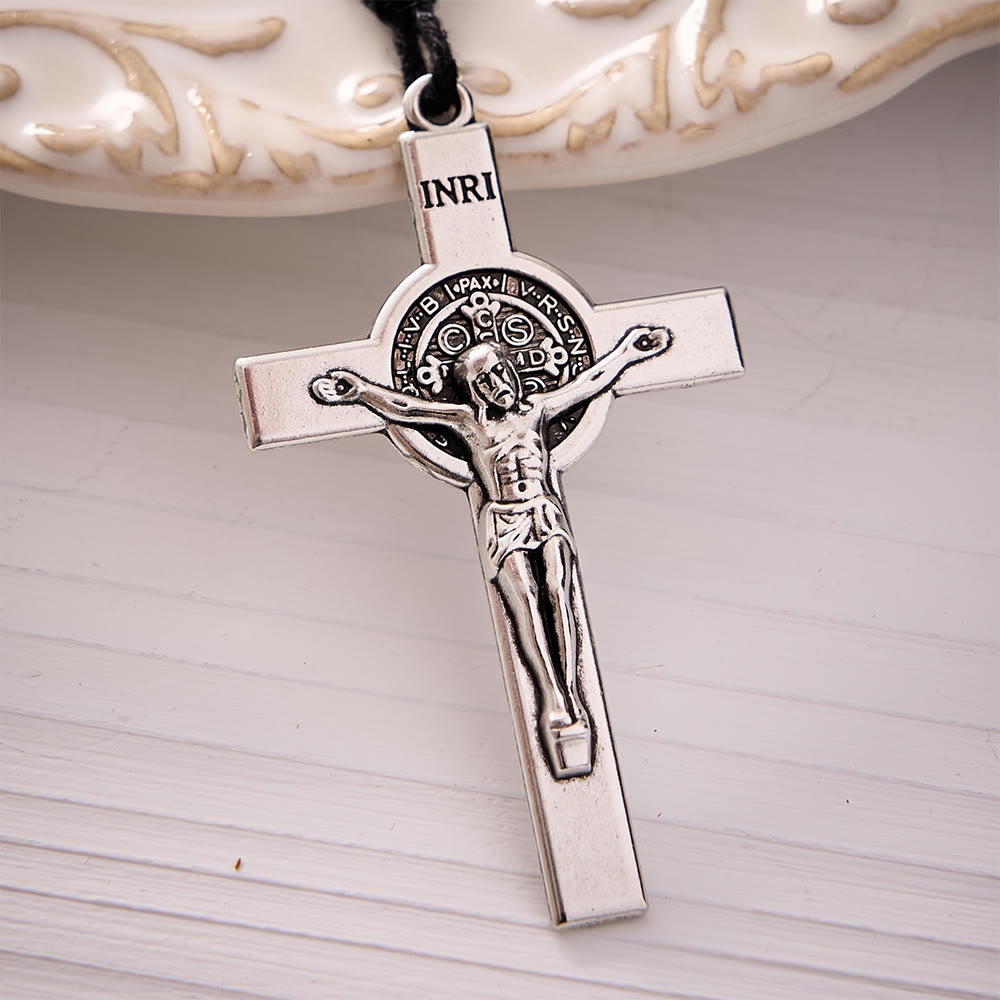 SolaceBeads Black Howlite KeyChain With St. Benedict Medal &amp; Crucifix: Steady Faith For Daily Carry - image 2