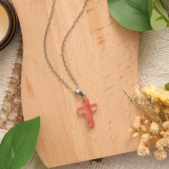SolaceBeads Natural Carved Stone Cross Necklace: Gentle Faith In Natural Crystal - image 6