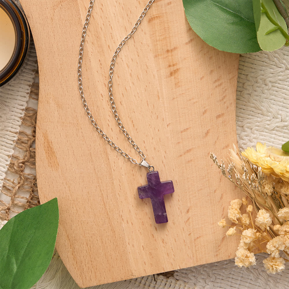 SolaceBeads Natural Carved Stone Cross Necklace: Gentle Faith In Natural Crystal - image 9