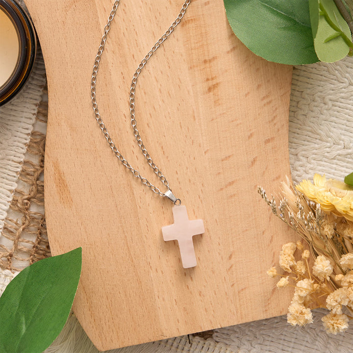 SolaceBeads Natural Carved Stone Cross Necklace: Gentle Faith In Natural Crystal - image 8