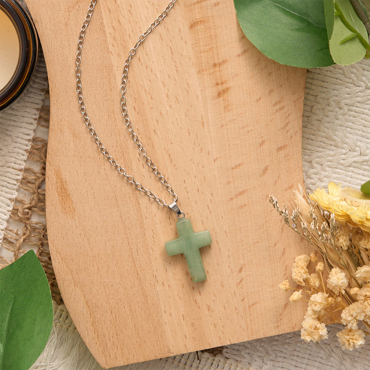 SolaceBeads Natural Carved Stone Cross Necklace: Gentle Faith In Natural Crystal - image 10