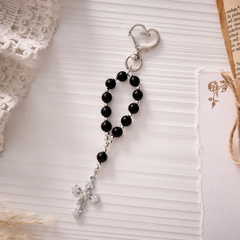 SolaceBeads Multi‑Color Glass Bead Keychain: Carry Faith In Your Daily Prayer - Black - image 4