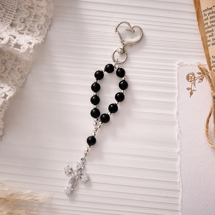SolaceBeads Multi‑Color Glass Bead Keychain: Carry Faith In Your Daily Prayer - Black - image 4