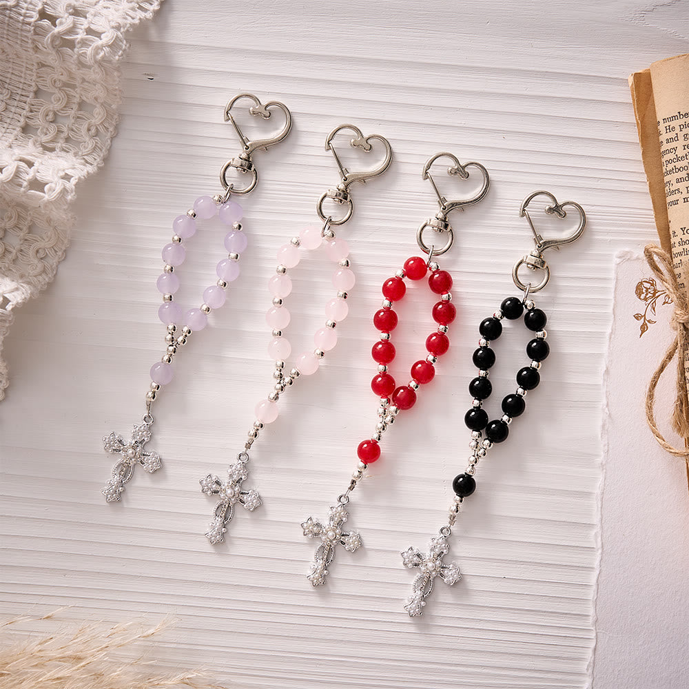 SolaceBeads Multi‑Color Glass Bead Keychain: Carry Faith In Your Daily Prayer - Four-piece set - image 0