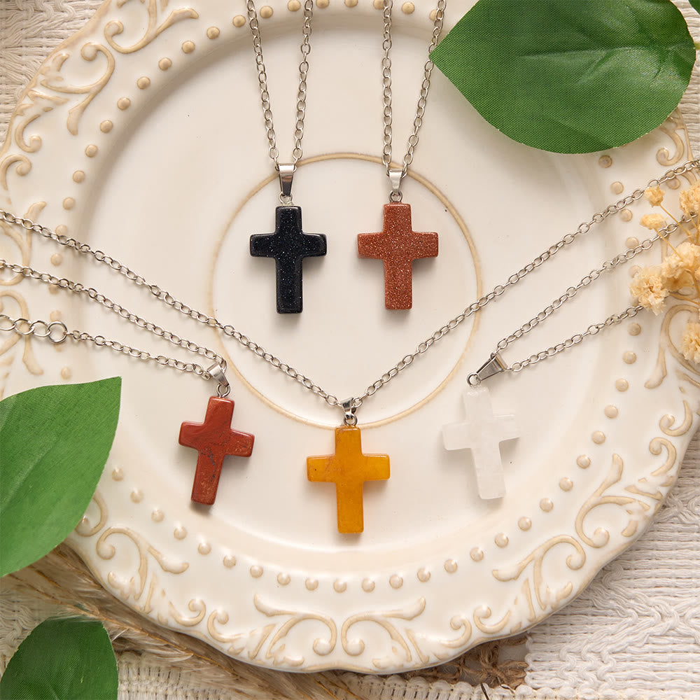 Solacebeads Natural Carved Stone Cross Necklace: Timeless Faith In Natural Gemstone - image 0