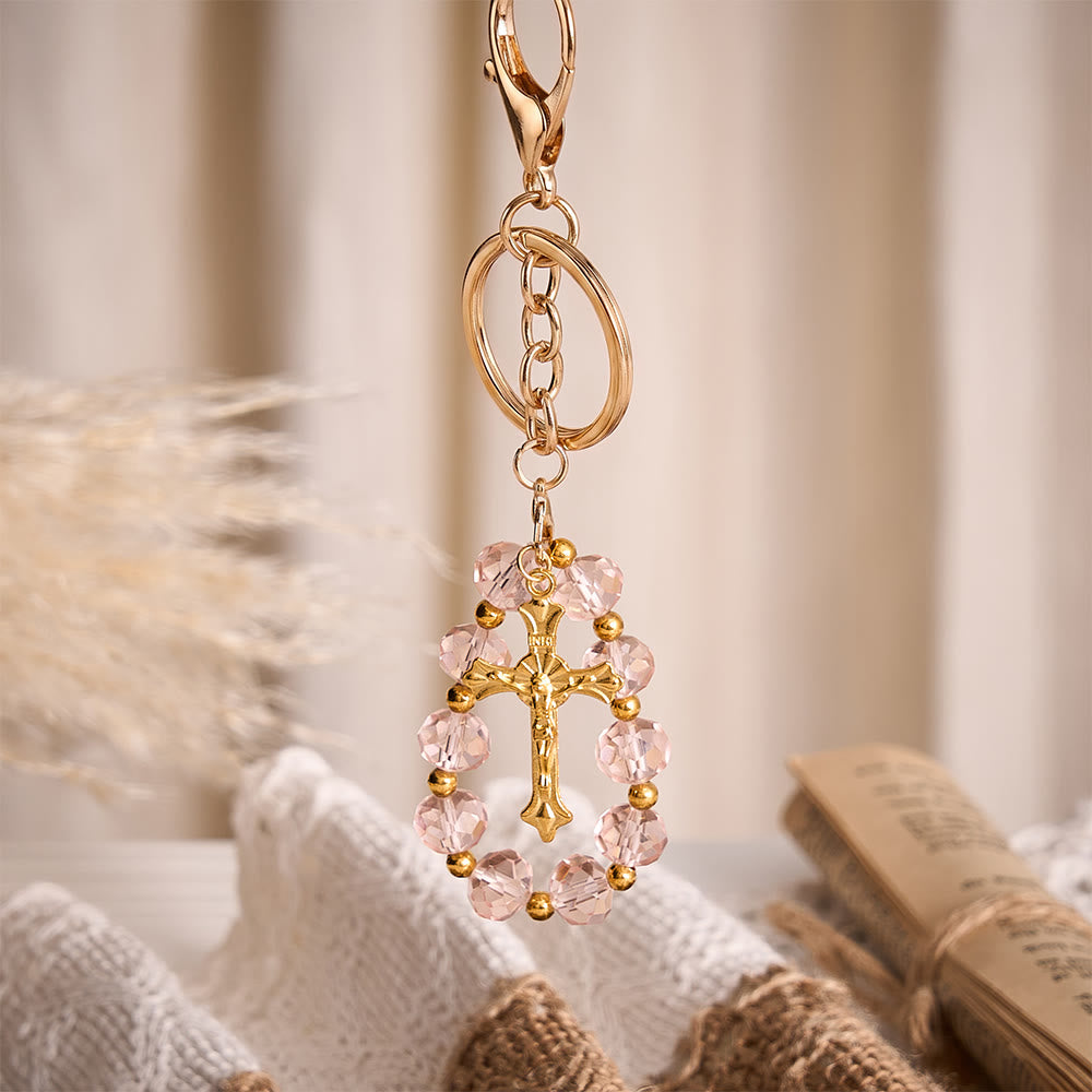 SolaceBeads Red‑Pink Crystal Keychain: Brilliant Sparkle For Your Daily Prayer - image 8