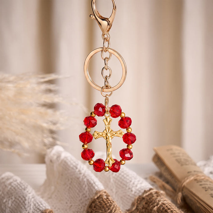 SolaceBeads Red‑Pink Crystal Keychain: Brilliant Sparkle For Your Daily Prayer - image 7
